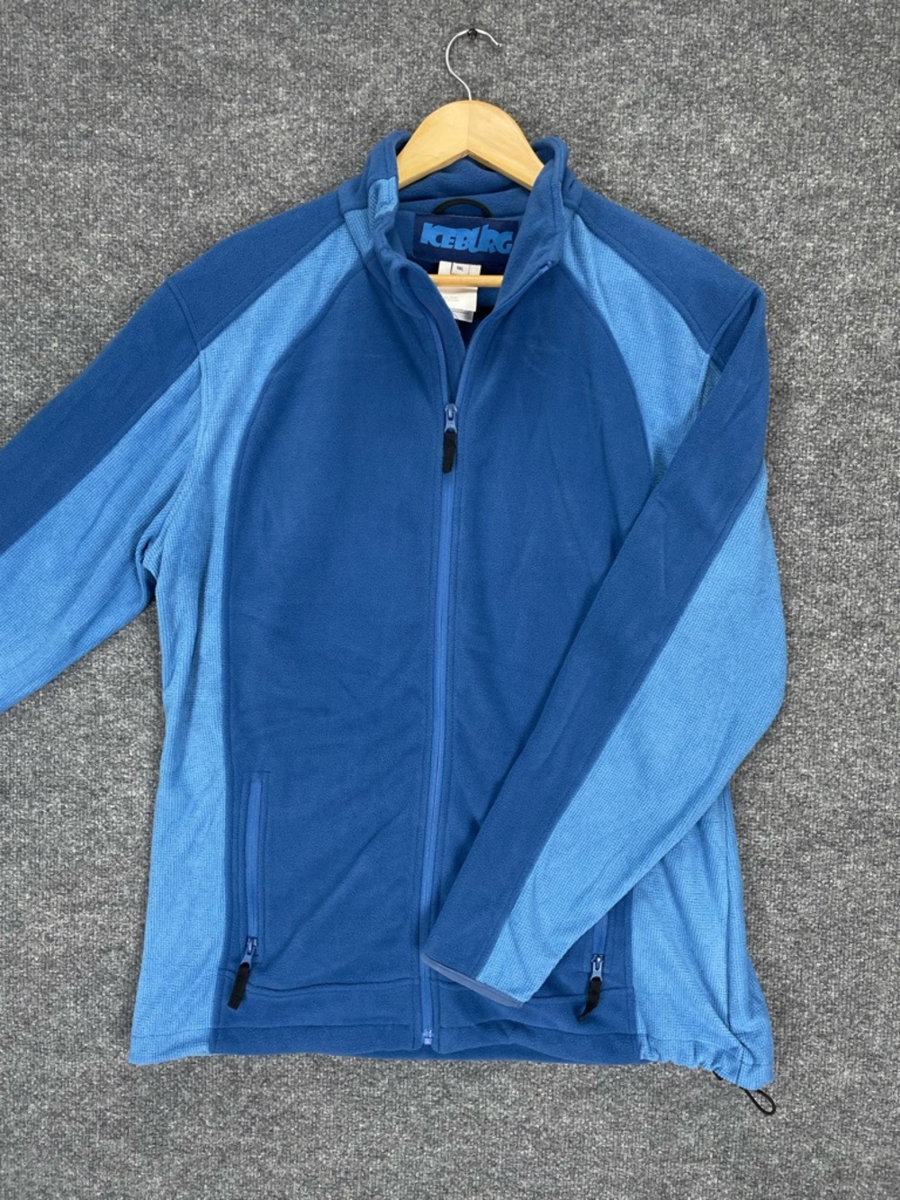 Iceburg Fleece Sweatshirt Size XL Blue Full Zip High Neck Casual